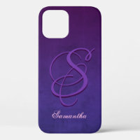 Lila Indigo Blue stylisches rustikales Monogramm