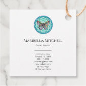 Lila Indigo Butterfly Mystical Mandala Türkis Geschenkanhänger (Rückseite)