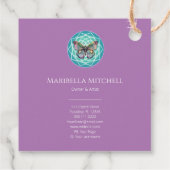 Lila Indigo Butterfly Mystical Mandala Türkis Geschenkanhänger (Rückseite)