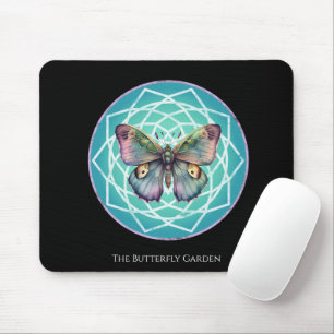 Lila Indigo Butterfly Mystical Mandala Türkis Mousepad