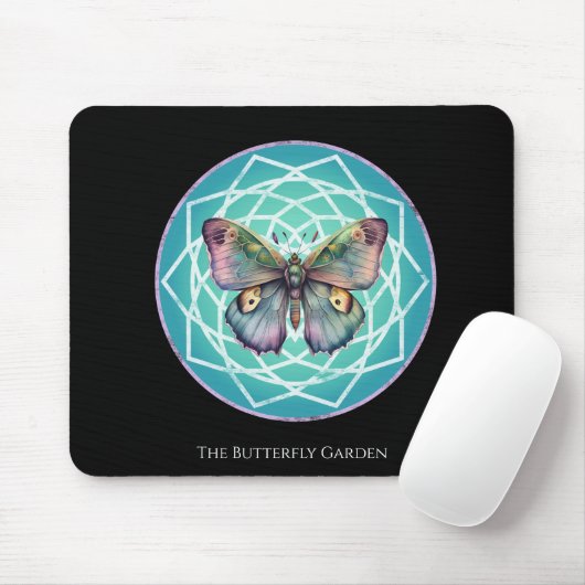 Lila Indigo Butterfly Mystical Mandala Türkis Mousepad (Mit Mouse)