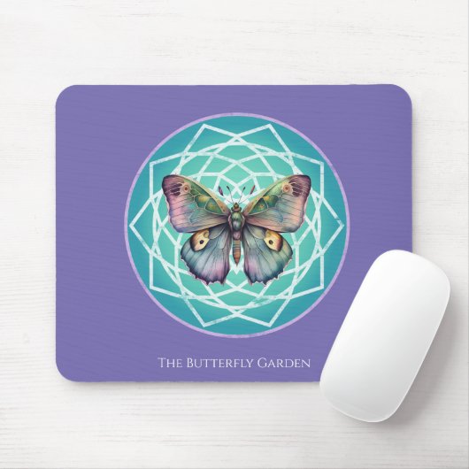 Lila Indigo Butterfly Mystical Mandala Türkis Mousepad (Mit Mouse)