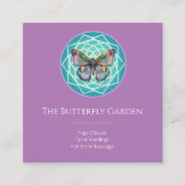Lila Indigo Butterfly Mystical Mandala Türkis Quadratische Visitenkarte (Vorderseite)