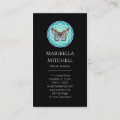 Lila Indigo Butterfly Mystical Mandala Türkis Visitenkarte (Rückseite)