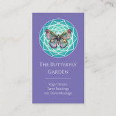 Lila Indigo Butterfly Mystical Mandala Türkis Visitenkarte (Vorderseite)