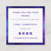 Lila Indigo Cosmic Galaxy Night Logo Vielen Dank Quadratische Visitenkarte (Rückseite)