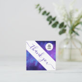 Lila Indigo Cosmic Galaxy Night Logo Vielen Dank Quadratische Visitenkarte (Stehend Vorderseite)