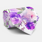 Lila Indigo Lavender Rose Floral Neck Tie Krawatte (Gerollt)