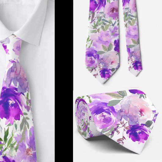 Lila Indigo Lavender Rose Floral Neck Tie Krawatte