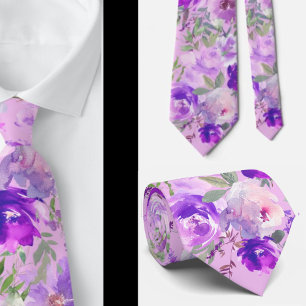 Lila Indigo Lavender Rose Floral Neck Tie Krawatte