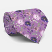 Lila Indigo Muster Blume Floral Neck Tie Krawatte (Gerollt)