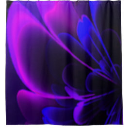 Lila Indigo Stylisierte Blume Half Corolla Duschvorhang