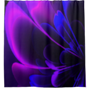 Lila Indigo Stylisierte Blume Half Corolla Duschvorhang