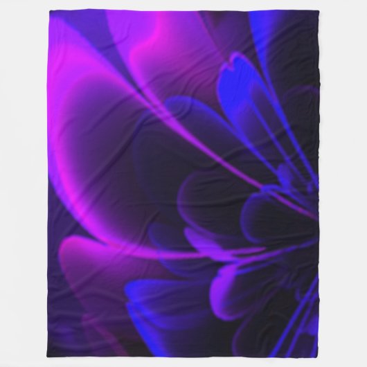Lila Indigo Stylisierte Blume Half Corolla Fleecedecke (Vorderseite)