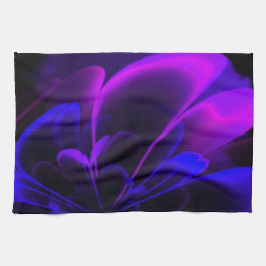 Lila Indigo Stylisierte Blume Half Corolla Geschirrtuch (Horizontal)