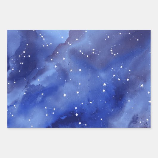 Lila Indigostars Geschenkpapier Set (Vorderseite)