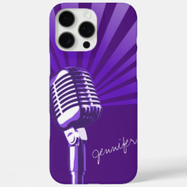 Lila individuelle Name für Retro-Mikrofon iPhone 16 Pro Max Hülle