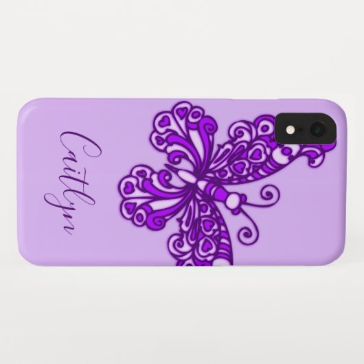 Lila individuelle Name-iPhone-Case mit Butterfly-T Case-Mate iPhone Hülle (Rückseite (Horizontal))