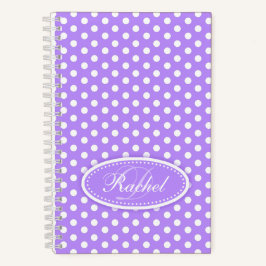 Lila individuelle Name mit Polka-Punktmuster Notizblock