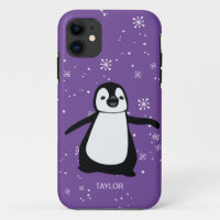 Lila Individuelle Name Niedlicher Pinguin-Schnee