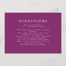 Lila Informationen für Hochzeiten Begleitkarte