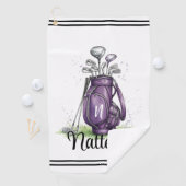 Lila Initialen Namens Monogramm Golf Handtuch (Insitu)