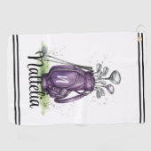 Lila Initialen Namens Monogramm Golf Handtuch (Horizontal)