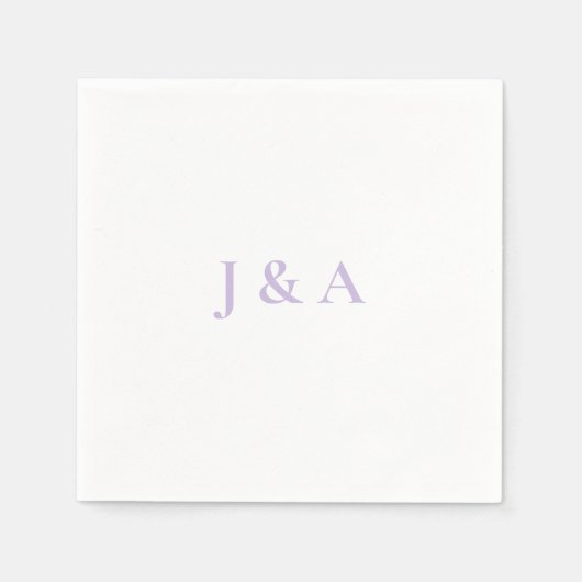 Lila Initials Wedding Napkin Serviette (Vorderseite)