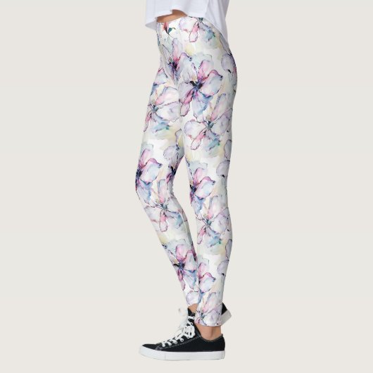 Lila Insel Blumen Leggings (Links)