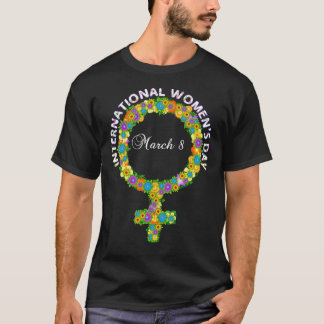 Lila internationaler Frauentag - Blumenfrauensymbo T-Shirt