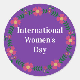 Lila internationaler Frauentag Runder Aufkleber