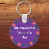 Lila internationaler Frauentag Schlüsselanhänger (Vorderseite)