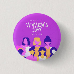 Lila internationales Frauentag-Button Button