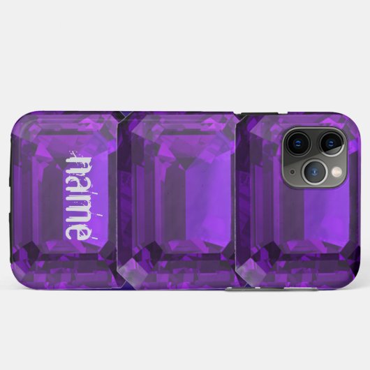 Lila iPhone-Fall Amethyst Gemstone mit Initial Case-Mate iPhone Hülle (Rückseite (Horizontal))