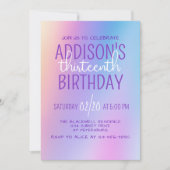 Lila Iridescent Holographic Geburtstag Einladung (Vorderseite)