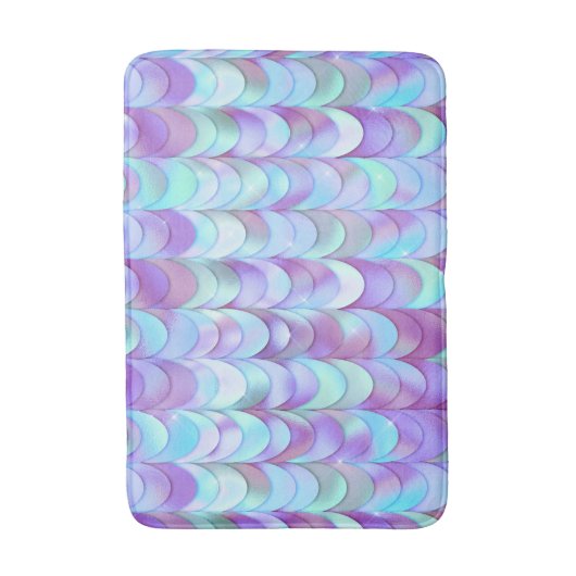 Lila Iridescent Mermaid Scales Glitzer Badematte (Vorderseite Vertikal)