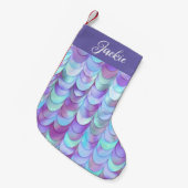 Lila Iridescent Mermaid Scales Monogramm Kleiner Weihnachtsstrumpf (Vorderansicht (hängend))