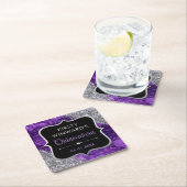 Lila irideszierende Glitzer Buchstaben Quinceanera Rechteckiger Pappuntersetzer (Vor Ort)