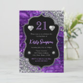 Lila irideszierende Meerjungfrau Schreiben 21. Geb Einladung (Stehend Vorderseite)