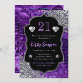 Lila irideszierende Meerjungfrau Schreiben 21. Geb Einladung (Vorne/Hinten)