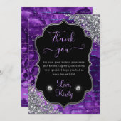 Lila irideszierende Meerjungfraubriefe Quinceanera Dankeskarte (Vorne/Hinten)