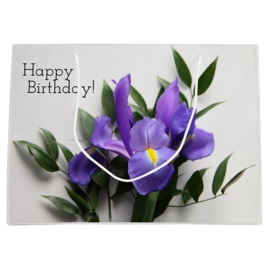 Lila Iris-Anordnung Große Geschenktüte (Vorderseite)