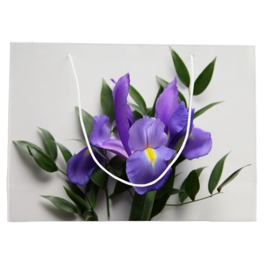 Lila Iris-Anordnung Große Geschenktüte (Rückseite)