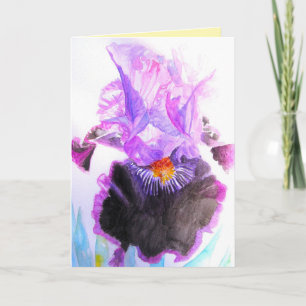 Lila Iris-Aquarell-Blume Florale Geburtstagsgrüße Karte