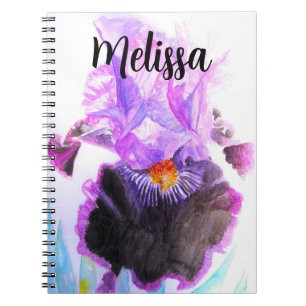 Lila Iris-Aquarell-Blume Florale Geburtstagsgrüße Notizblock