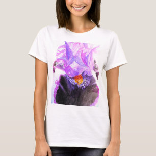 Lila Iris-Aquarell-Blume Florale Geburtstagsgrüße T-Shirt