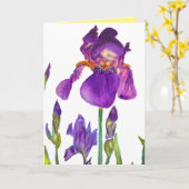 Lila Iris Aquarell-Blume-Karte Karte (Gelbe Blume)