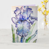 Lila Iris Aquarell-Blume-Karte Karte (Gelbe Blume)