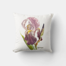 Lila Iris Aquarell-Blume. Kissen