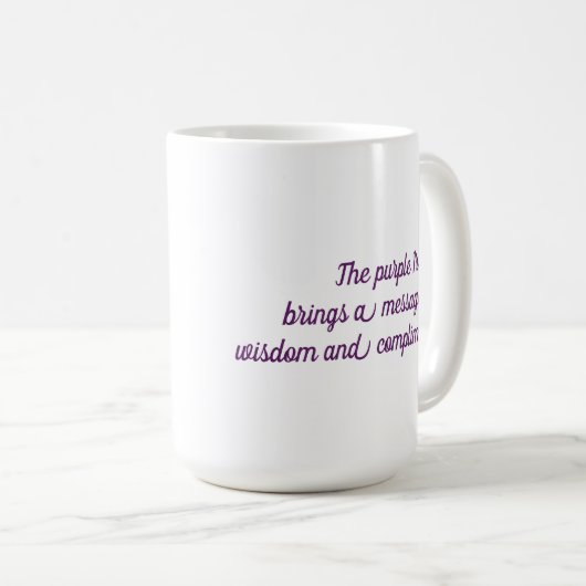 Lila Iris Aquarell Blume und Sprichwort Kaffeetasse (VorderseiteRechts)